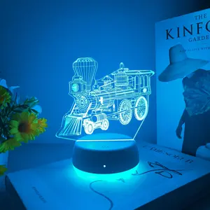 Steam Train 3D Night Light Atmosphere Light, USB Powered Touch Switch, Seven Colors Changing, Ideal Gift for Bedroom Living Room, Safe Non-Eye Irritating, Led Atmosphere Lamp, Led Decoration, Decorative Lighting