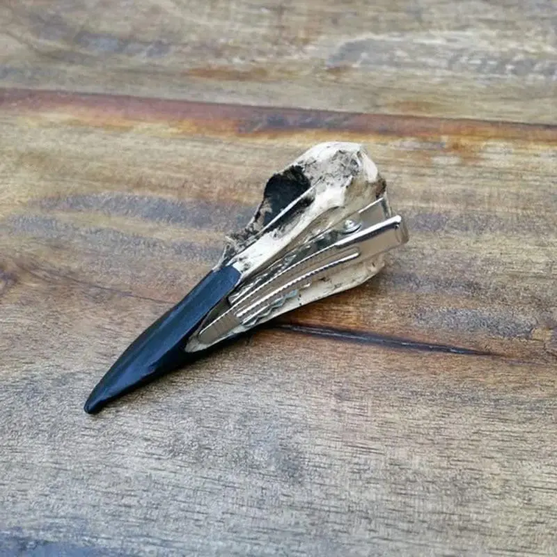 Goth Fashion Simulation Skeleton Crow Head Hairpin For Women Dark Creative Horror Fun Hair Clip Halloween Party Hair Accessories
