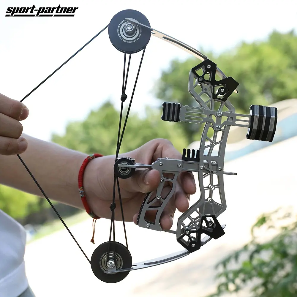 Sport-Partner Stainless Steel Mini Compound Bow Set for Beginners, Compact Design, Includes 8 Arrows, Beginners Fit for Teens & Adults, Ideal for Practice Archery & Stress Relief, Includes Arrows