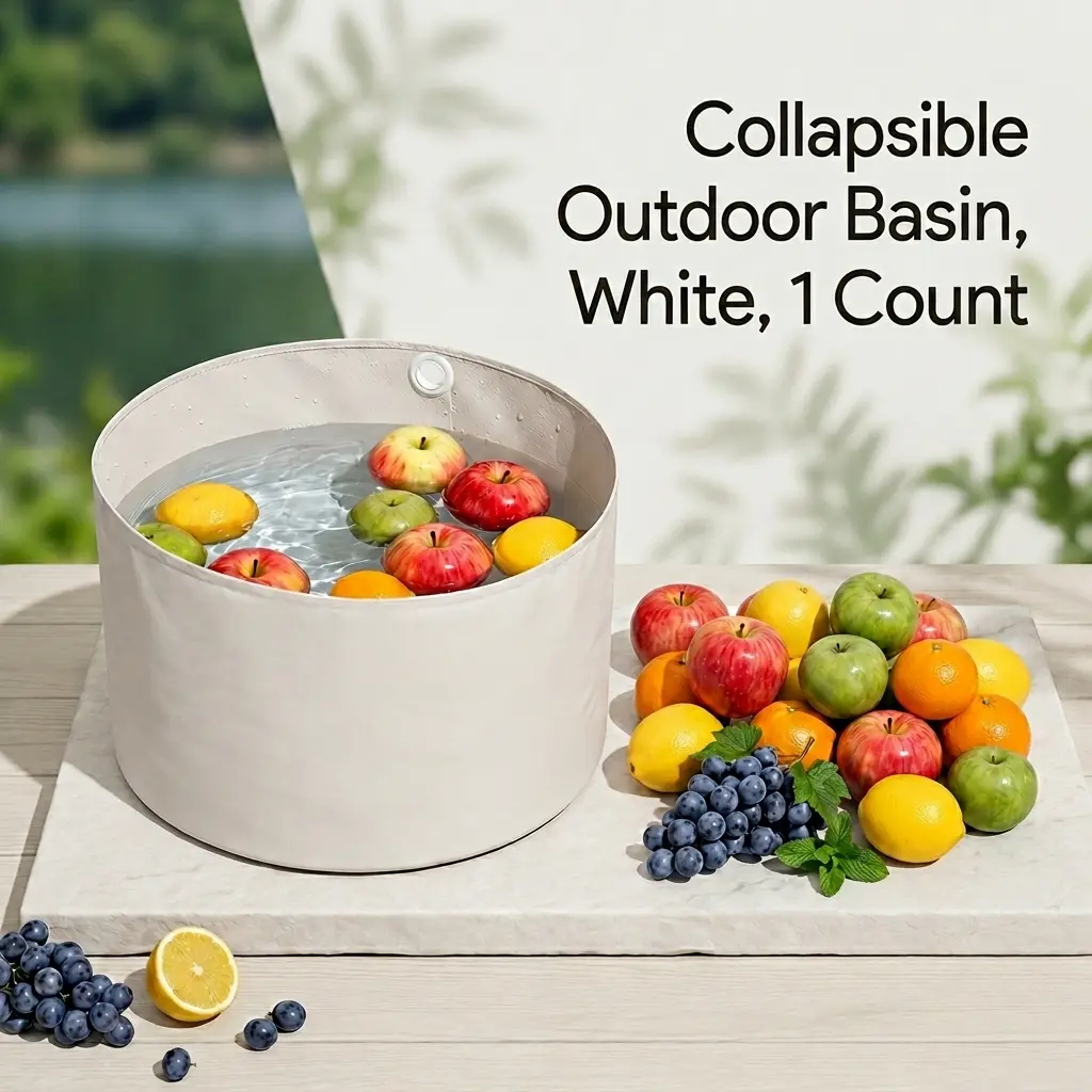 Single 1-Count Multi-Layer Fabric Collapsible Compact Bucket - Leak-Proof, Lightweight, Waterproof, with Built-In Hanging Hole, Reinforced Pressed Bottom Edges, No Extra Burden, Practical for Hiking, Kitchen Fruit Washing & Storage, Picnic