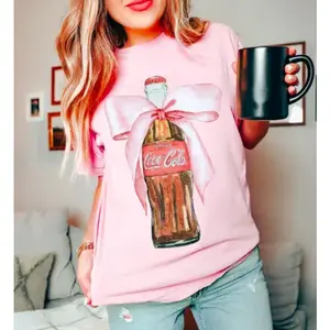 Coke Bottle Shirt Coke Glass Bottle Watercolor Painting Tee Trendy Coke with Bow Vintage Soda Shirt Vintage Cola Lover Gift