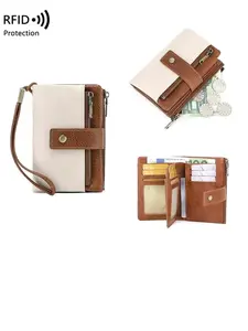 Holiday Haul Women's RFID Blocking Trifold Wallet Lightweight Zipper Design Fashionable Secure Vintage Style Multi-Card Holder for Casual Business Travel RFID Blocking Wallets