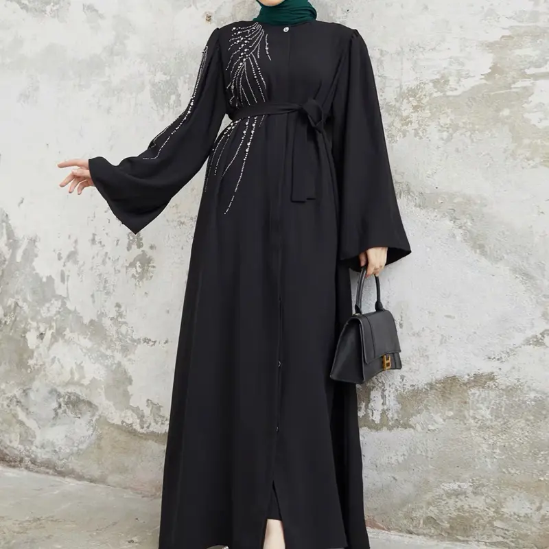 Elegant Embroidered Abaya with Belt – 3 Colors