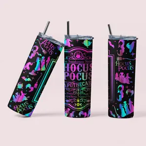 Hocus Pocus Trending Halloween Tumbler, Spooky Witch Tumbler Cup, Sanderson Sisters Travel Cup, Halloween 20oz Skinny Tumbler with Straw, Portable and Reusable Drinkware, Washable Water Bottles, Multicolor Bottle, Bottled Mug, Tumbler Gift For Her, Flasks