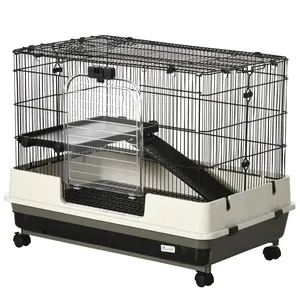 metal wire rolling bunny cage with brake wheels sliding tray for balcony chinchilla comfortable dwelling