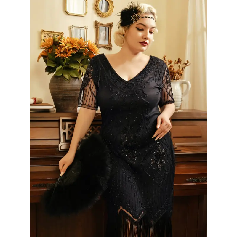 Great Gatsby Dresses For Women Plus Size Cocktail Dress 1920s Flapper Costume For Women