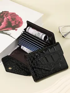 Women's Elegant Minimalist Crocodile Embossed Wallet, Trendy All-match Short Wallet, Fashionable Card Holder for Daily Use As Gift for Women, Minimalist Bifold Wallet, Minimalist Wallets, Credit Card Holder