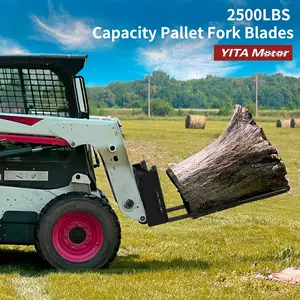 YITAMOTOR 42" Skid Steer Pallet Fork Blades 2500lbs Capacity for Tractors Loaders Skid Steer Attachments Reliable Farming Equipment