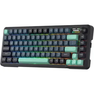 Redragon K724 PRO Wireless Gasket Gaming Keyboard w/Hype Screen & Knob, 81-Key Mechanical Keyboard, Easy-Control 1.14’’ TFT Info Display, 5-Layer Noise Dampening, Custom Linear Switch, Dark Jade Color
