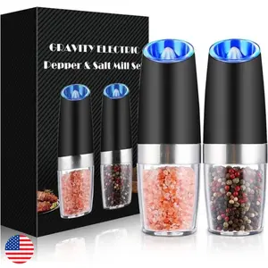 Gravity Salt and Pepper Grinder set of 2, Pepper Grinder Set Adjustable Coarseness Grinder