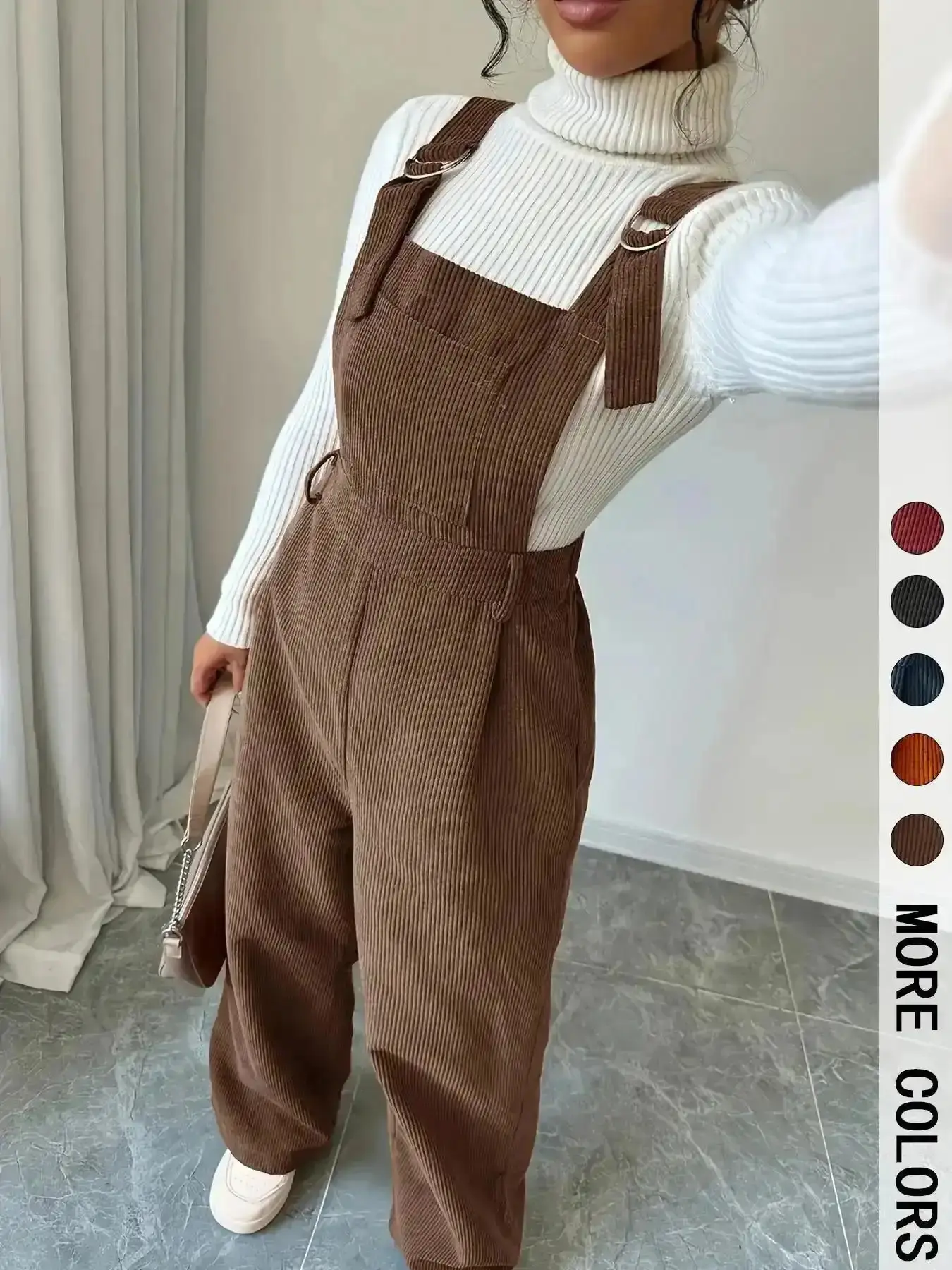 Trendy Bodycon Jumpsuit Overalls with Adjustable Straps, Button Front Design, Fitted Style for Fall & Winter Seasons Jumpsuits Womenswear, On The Go, Stylish, Cozy, Slim Fit, Trendy, Sweater Weather, EssentialWardrobe