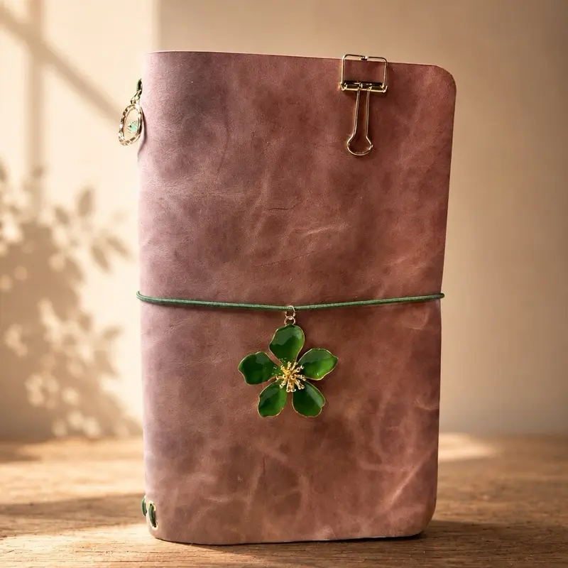 "The Green Petal Leather Cover