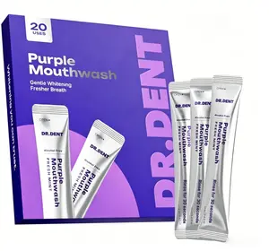 DR.DENT Purple Mouthwash Sachets (20 Pack) - Gentle, Alcohol-Free, Peroxide-Free, Vegan Teeth Whitening Oral Care Product