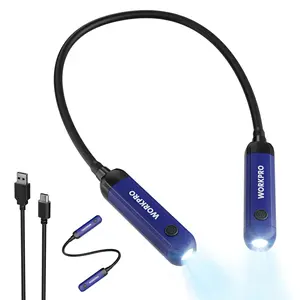 #SpringGlowUp WORKPRO Rechargeable Neck Light for Hands-Free Lighting, 3 Brightness Levels 300 Lumens Neck Light, Bendable Silicone Arm, Great for Mechanics, Reading, Camping, DIY Projects, Crafting