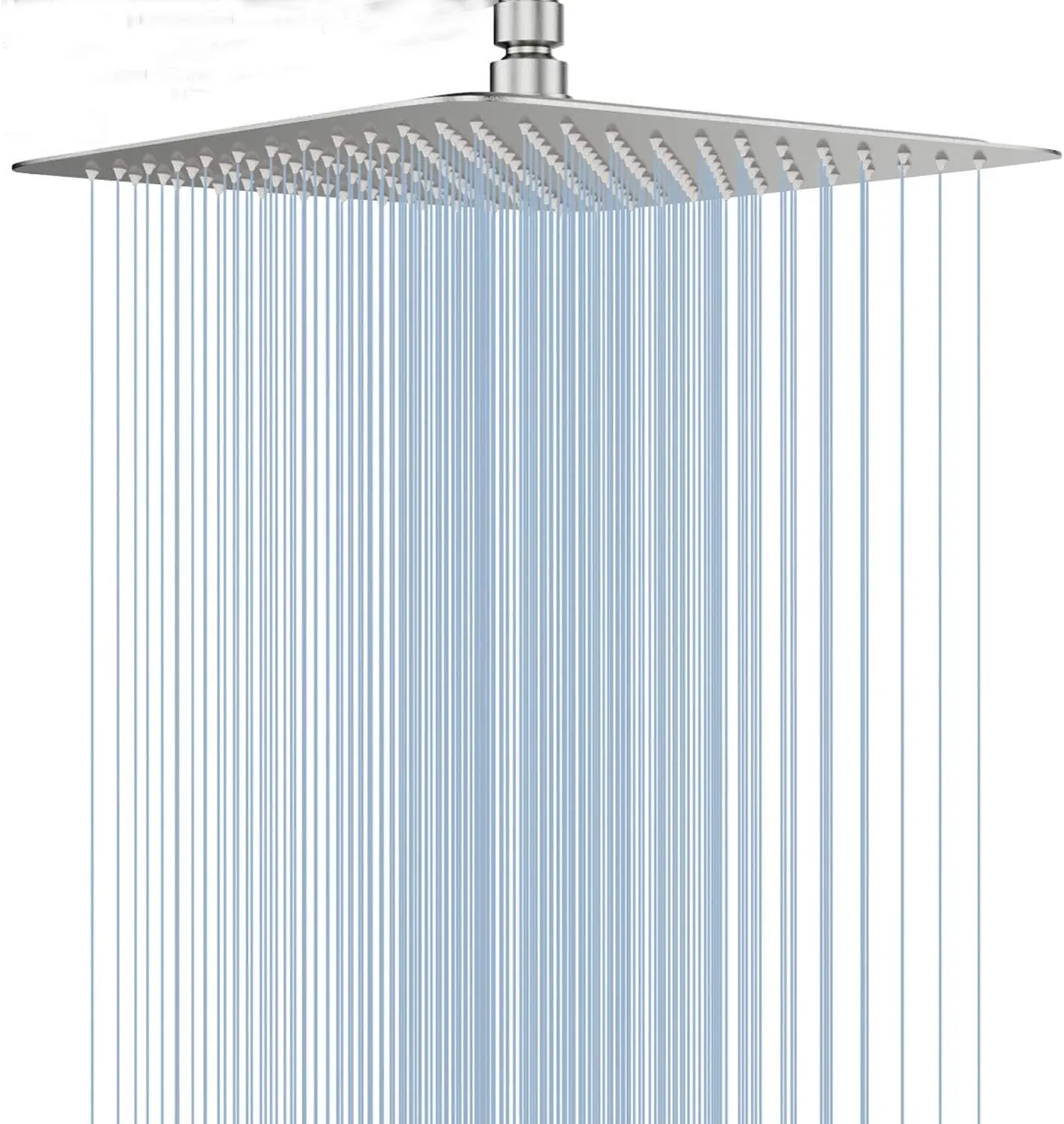 Rain Shower Head, High-Pressure High Flow Square Shower Head, 12/16-InchLarge Stainless Steel Shower Heads ,Ultra-Thin Rainfall Bath Shower 1/2-Inch Connection Brushed Nickel Shower