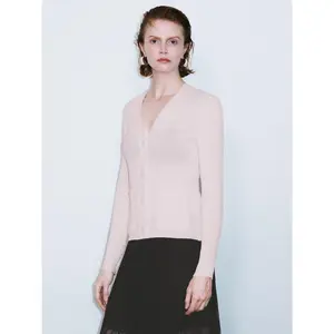 URBAN REVIVO Women's Skinny Fit Fine Knit Cardigan, Casual Long Sleeve Button-Front Basic Sweater, Fabric, Knitting