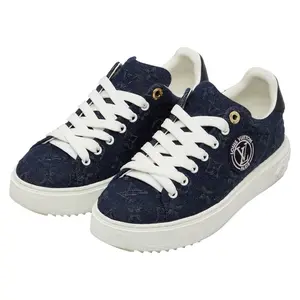 Pre-owned Louis Vuitton Denim Small Leather Goods Time Out Monogram Sneakers
