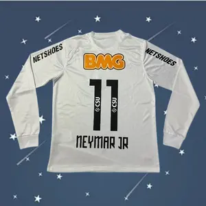12 13 Santos Home White Retro No.11 Neymar Long sleeved Soccer Jersey