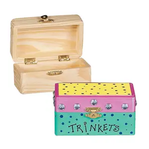 4 1/4" x 2 3/4" DIY Unfinished Wood Hinged Box Coloring Crafts - 12 Pc.