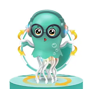 New Year Electric Walking Squid Toy, Cartoon Jellyfish Dancing Sensor Avoidance, Automatic Crawling Octopus Electronic Pet Light Music, Musical Light Up
