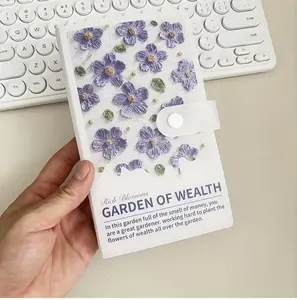 100 Pockets Cash Budget Planner Book, 50 Sheets Sleeves Flower Wealth Album, Postcards Organizer
