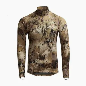 Camo Quarter Zip Pullover | Outdoor Hunting Performance Top No Pocket