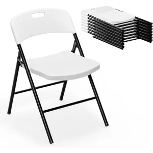Folding Chairs Plastic Foldable Chair Capacity up to 350 lbs Portable Seating for Indoor Outdoor Events Parties Camping Work School Commercial PP Plastic Iron Pipe