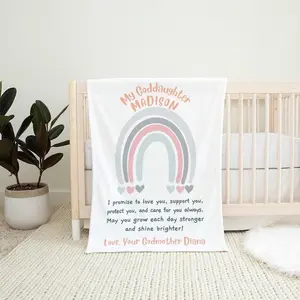 Personalized Goddaughter Blanket: Rainbow Baby Keepsake Gift