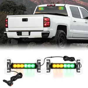 Nilight 12LED Emergency Strobe Traffic Advisor Light Bar 2 in 1 Amber Green Dash Warning Safety Flashing Lights Front/Rear Windshield Construction Lights for Trucks Cars Plow Police Vehicles