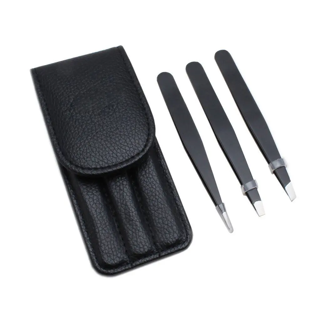 Simyoung 3pcs Stainless Steel Premium Eyebrow Tweezers/Set Plucking Hair Tweezers Kit Precision Sharp Flat/Slant/Pointed Tip Tweezers For Body, Ingrown And Facial Hair Remover