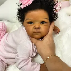 Reborn Baby Doll Black Girl 18 Inch Realistic Lifelike African American Newborn Handmade Doll with Real Life Soft Weighted Body and Accessories