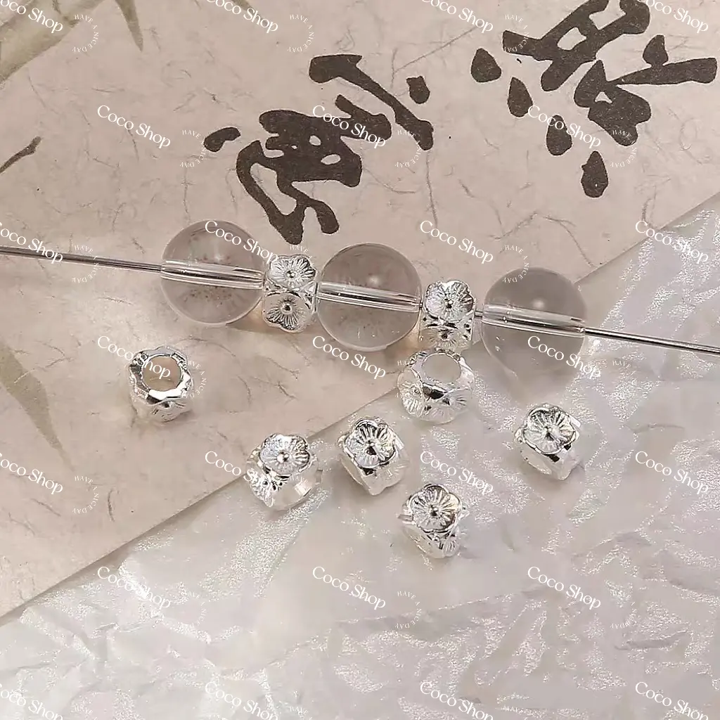 Silver Flower Cube Spacer