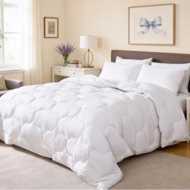 Bubble & Scale Pattern Goose Down Feather Comforter All Season Quilted Duvet Insert – Lightweight Fluffy Breathable Bubble PatternHypoallergenic Down Fiber Fill Bed Comforter Queen Size for Spring Fall，Warehouse Clearance / Limited Stock / Multiple Sizes