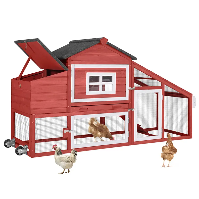 Summervibes Aivituvin-AIR23R-Wooden Chicken Coop on Wheels for 2-3 Hens-Chicken Coop