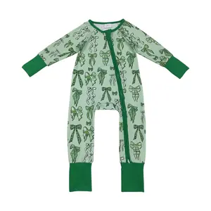 St.Patrick's Day Long Sleeve Green Rainbow Baby Sleeperwear Toddler Clothes for Festive Celebrations
