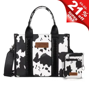 Moomoo Special-Wrangler Cow Print Tote Bag for & Credit Card Holder Wallet 2Pcs Set 2.0