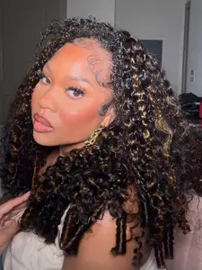 Burmese Curly Half Wig Human Hair P1B/30 Kinky Curly 3 In 1 Half Wigs for Women T1B/4 1 Seamless Flip Over Glueless Wigs Human Hair with Drawstring Beginner Friendly Headband Wig for Women Daily Wear