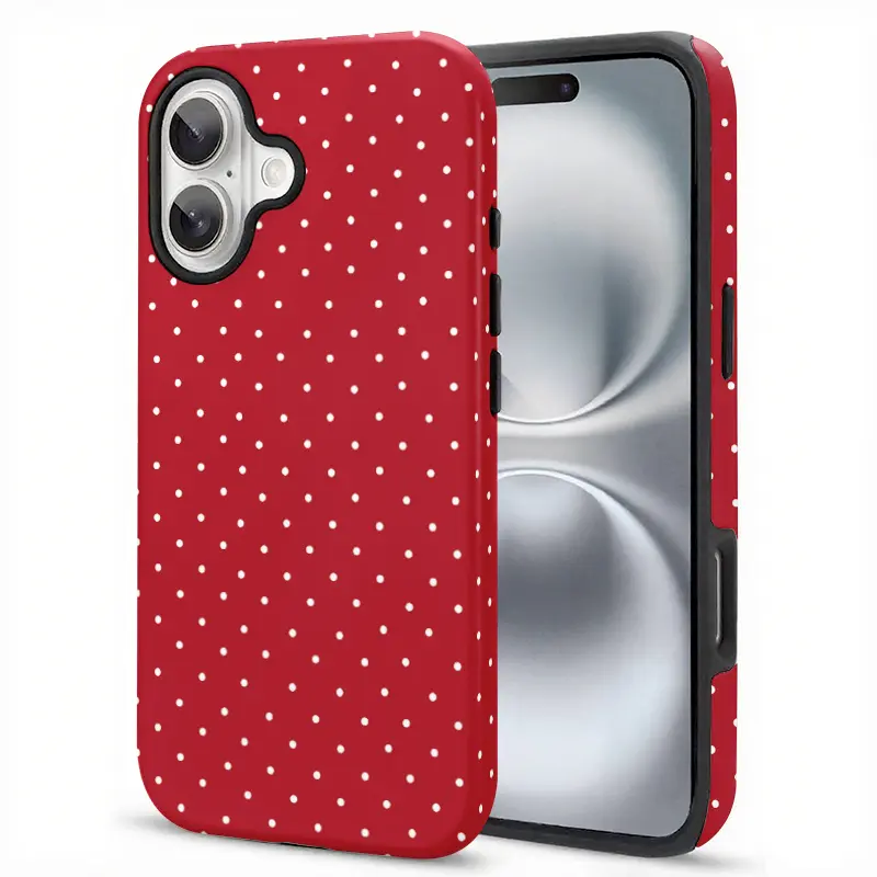 Red wave point Cover for iphone 17 phone case 16 pro max 15 Plus 14 13 12 11 Cute, clear, military-grade, high-end, durable, shockproof, and drop-resistant 2-in-1 glossy phone case
