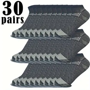 30Pairs Unisex Youth Crew Socks, Polyester Knit Fabric, Low Cut Ankle Boat Socks for Teens Basketball, Volleyball, Football - Soft, Breathable, Hand Washable, Suitable for All Seasons