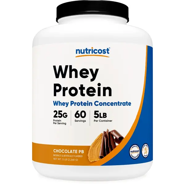 Nutricost Milk-Based Whey Protein Concentrate Powder - Chocolate Peanut Flavor, 5LB, Gluten-Free, Sucralose-Free, Contains Milk, Fitness & Nutrition Support Supplement