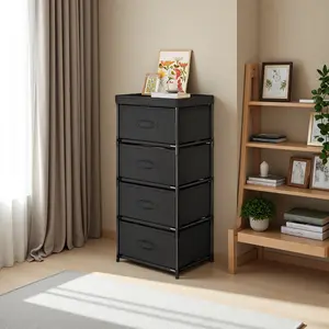 1 Row 4 Tier 4 Drawers Organizers, Storage Basket, Storage Tower, Organizer Unit, Dresser, Fabric Dresser for Bedroom, Hallway, Entryway, Closets, Sturdy Frame, Easy Pull Handle