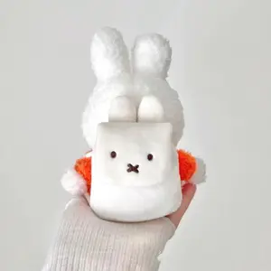 New Kawaii Cute Miffy Rabbit Cartoon Backpack-Shaped Headphone Case Keychain Accessory Storage Pouch Coin Purse Holiday Gift