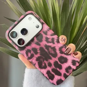 Labzone for iPhone 17 16 15 14 13 Pro Max Phone Case Leopard Print Magnetic Pink For Women Double Layered Protective Cover with MagSafe Compatibility Stylish & Secure Fit