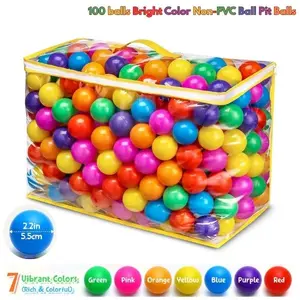 Ball Pit Balls for Kids – 100 Pack BPA Free Crush Proof Plastic Balls, Toddler Playpen Balls, Baby Ball Pit, Kids Pool Balls, 7 Bright Colors with Storage Bag