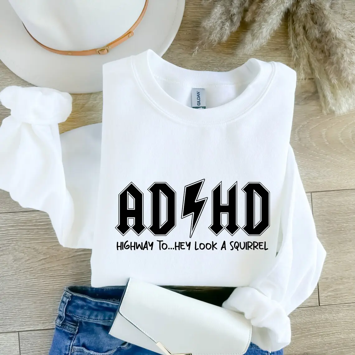 ADHD Sweatshirt, ADHD Highway to...Hey Look a Squirrel Sweater, Mental Health Sweater, Funny Adhd Sweatshirt, Motivational, ADHD Sweater