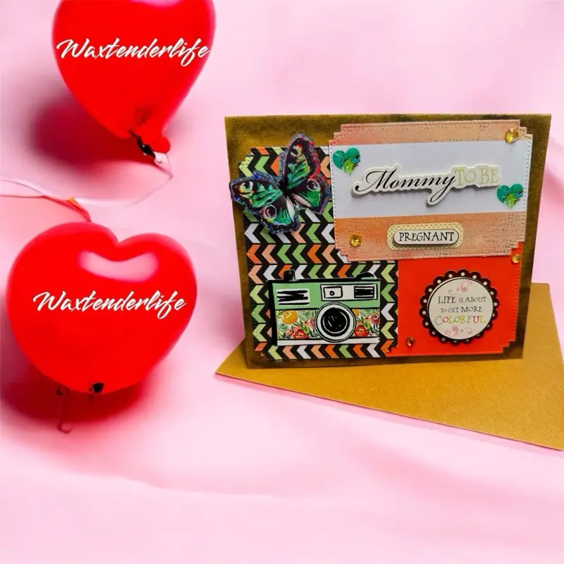 Mom to Be Greeting Card with Heart Shape, Personalized Message, and Decorative Elements, Ideal for Special Occasions