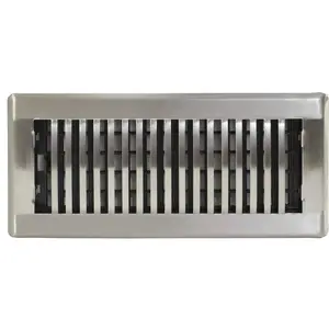 Louvered Floor Register Vent Cover, 4×12 Inch Metal Air Vent with Brushed Nickel Finish
