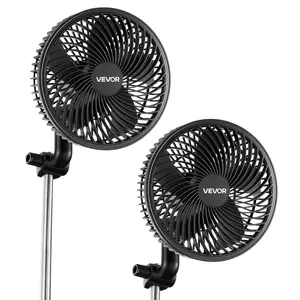 【Summervibes】VEVOR Plant Fan, Grow Tent Clip On Fan Rechargeable, USB Port with 9 Speeds & Circulation Mode, Smart Control, Powerful Oscillating, Long Runtime for Hydroponics Circulation Cooling, Black, 2 Pack