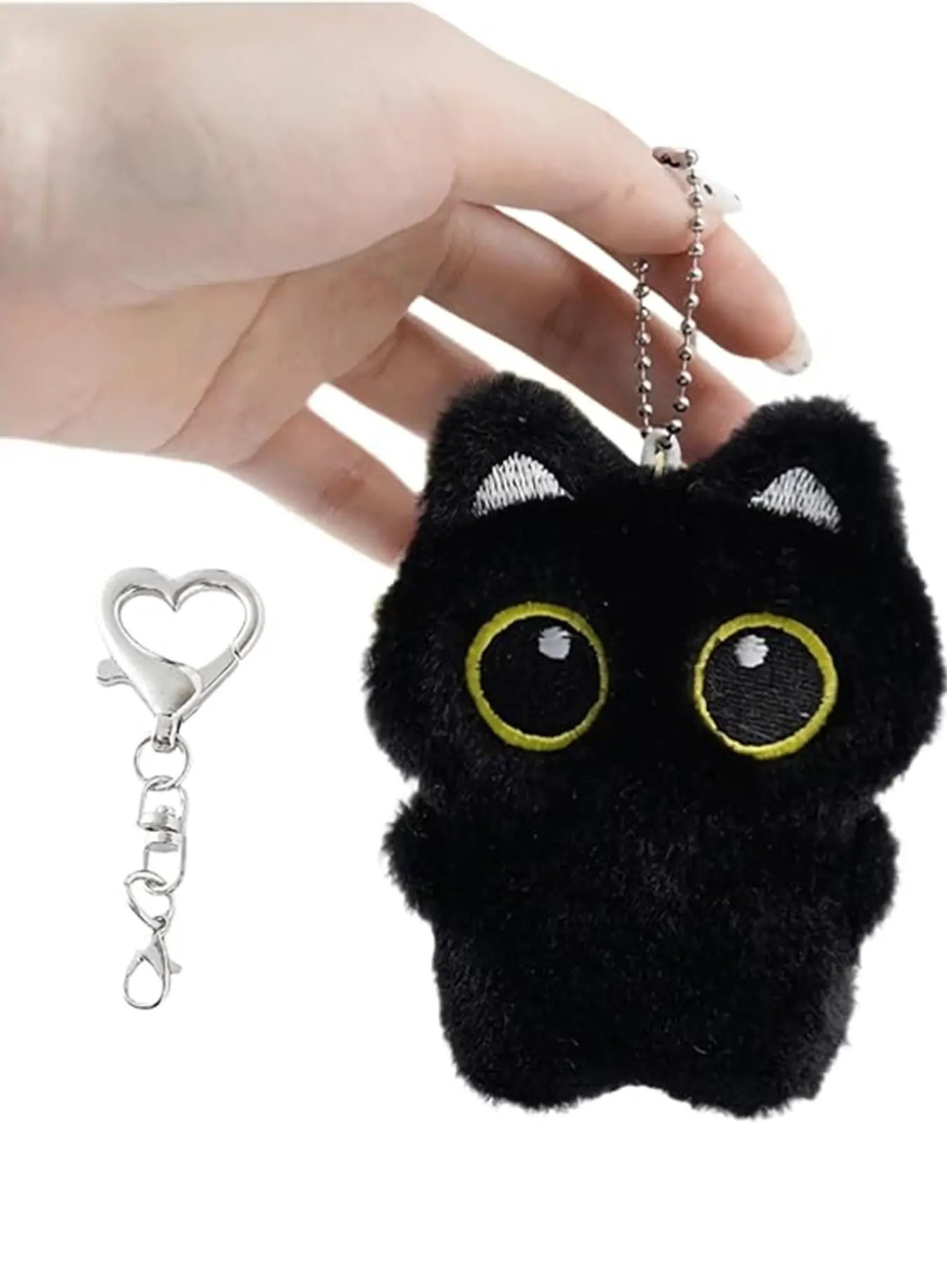 1pc Black Cat Bag Charm, Animal Bag Charm, Charms for Bags, Charms for Purses, Cute Cat Plush Keychain, Black Cat Gifts for Handbags Backpacks Purse Keychain Accessories Charm Cat Lover Gifts, Bag Pendant, Bag Decoration