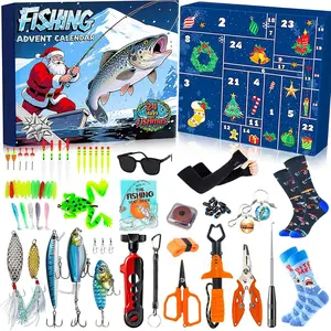 Fishing Advent Calendar 2025 for Adult Men and Teen Boys, 24 Days of Fishing Tools Accessories Advent Calendar, Christmas Countdown Gift with 24 Fishing Lures & Gear Surprises for Fish Lovers, Father, Husband, Boyfriend(24 Individual Boxes)